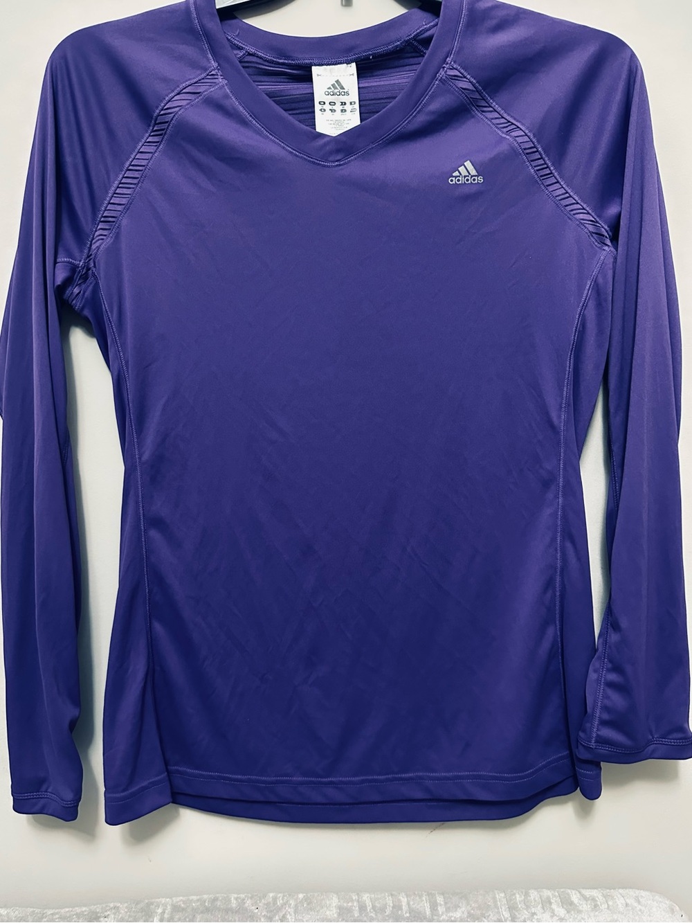 Adidas Climacool Long Sleeve Athletic Shirt V-Neck Size L Activewear (0128)